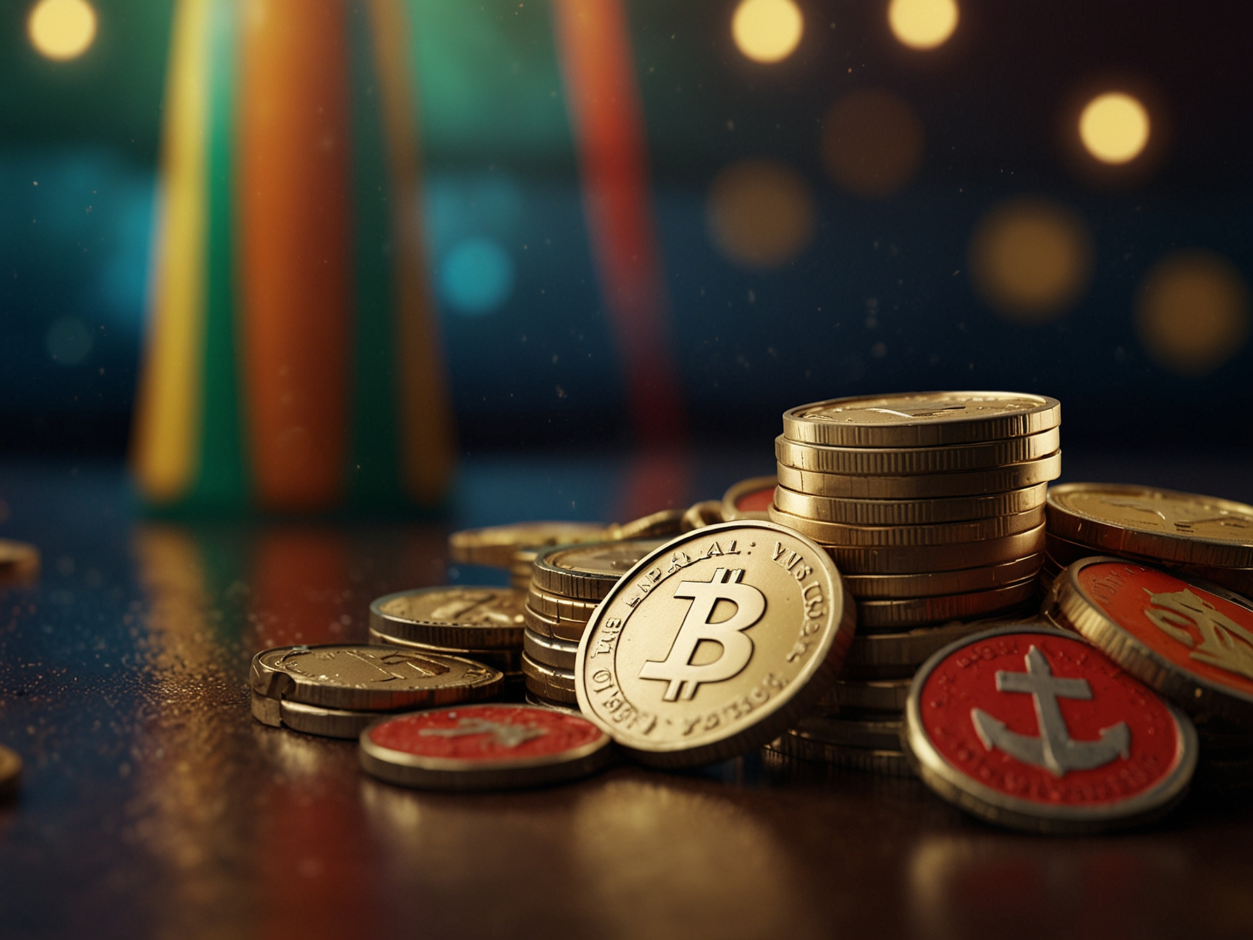 Bright bonus promotion with coins and game icons